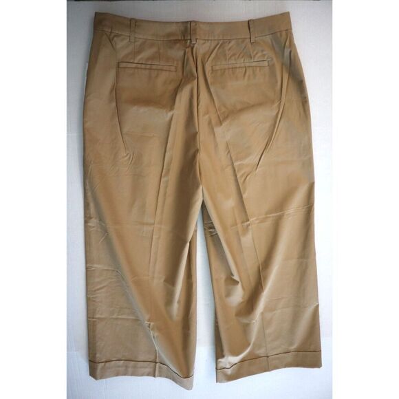 Lauren Ralph Lauren Women's Sz 16 Tan Pleated Cotton Twill Cropped Pants - Picture 2 of 11